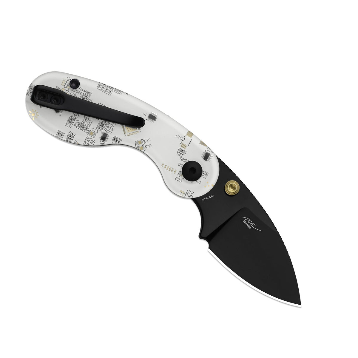 Microbe™ PCB | Kizer Button Liner Lock™ | CPM Rex45 | Resin & PCB | Black PVD Coating | KizerB™ 2742BDA1