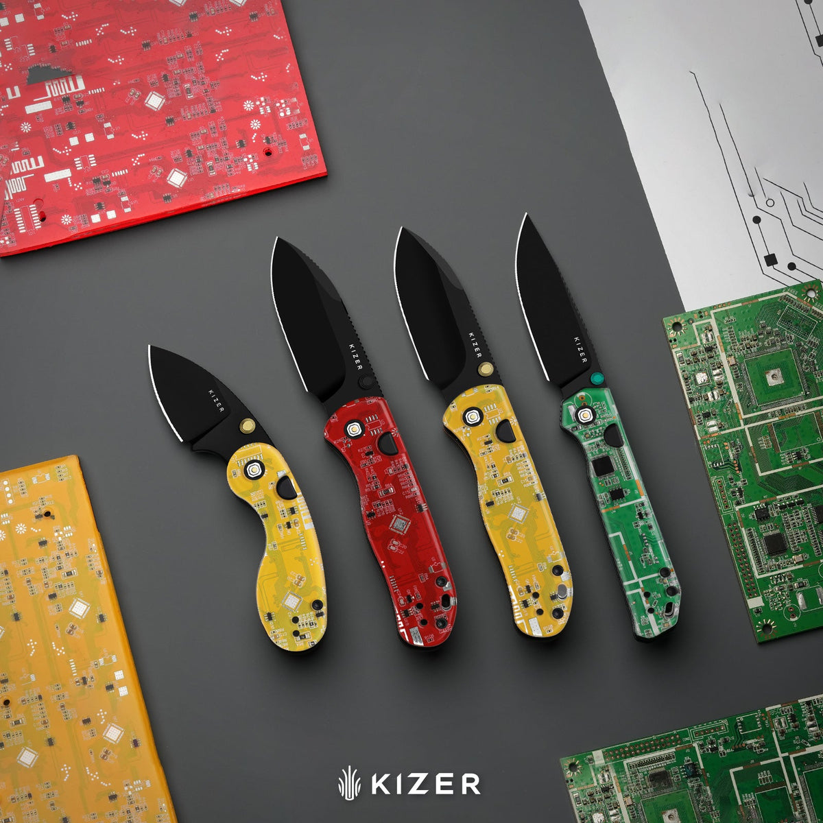 Begleiter PCB | Kizer Button Liner Lock™ | BD1N | Resin & PCB | Black PVD Coating | KizerV™ 3458.2BDA5