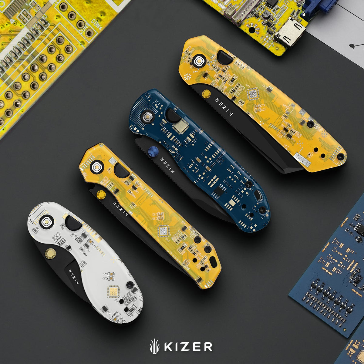 Begleiter PCB | Kizer Button Liner Lock™ | BD1N | Resin & PCB | Black PVD Coating | KizerV™ 3458.2BDA7
