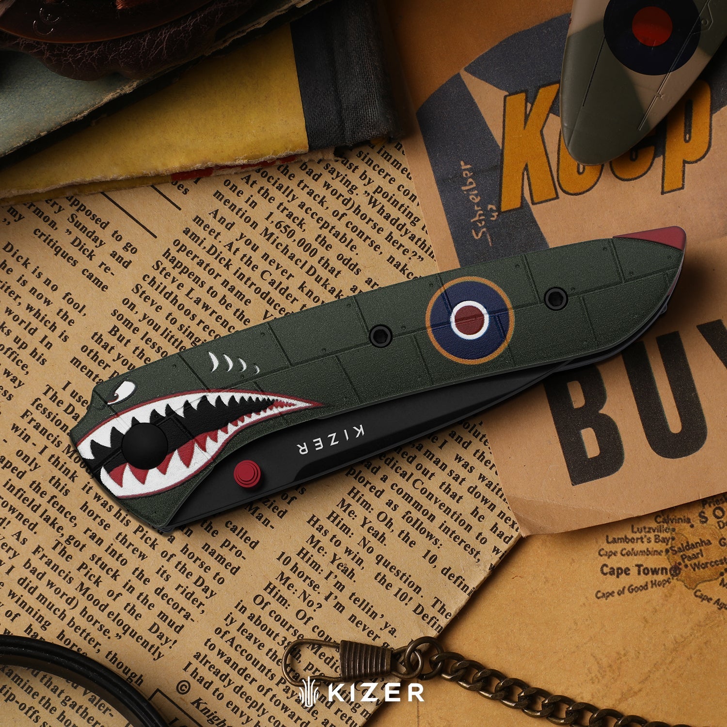 Spitfire Supermarine Edition | Matte PVD | 14C28N | Drop Point Blade | G10 | KizerV™ 3690A5 | Limited