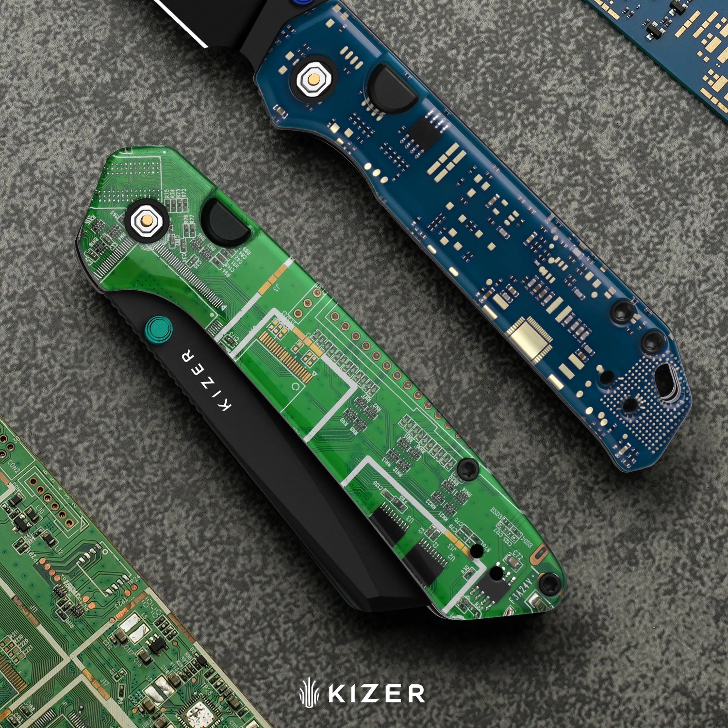 Madrac PCB | Kizer Button Liner Lock™ | BD1N | Resin & PCB | Black PVD Coating | KizerV™ 3693BSA5