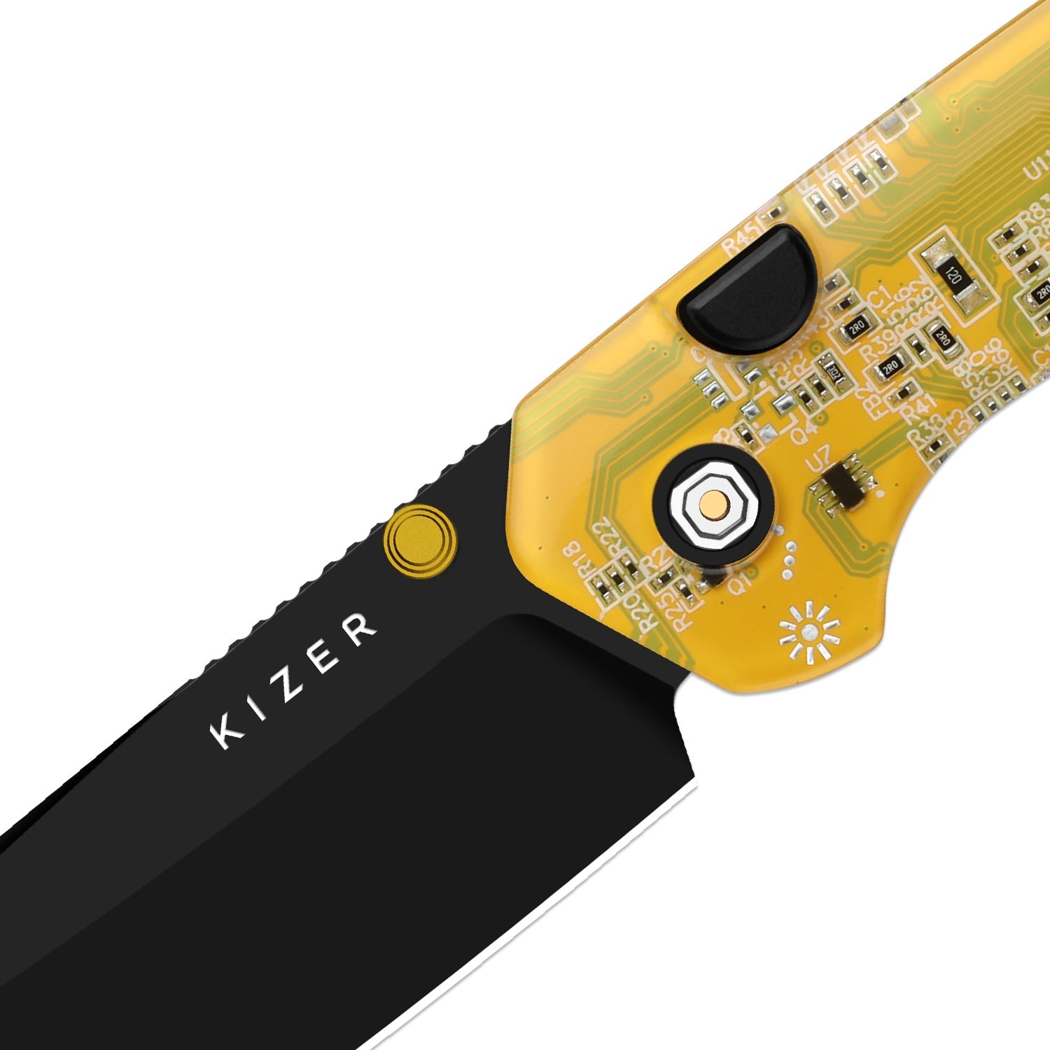 Madrac PCB | Kizer Button Liner Lock™ | BD1N | Resin & PCB | Black PVD Coating | KizerV™ 3693BSA6