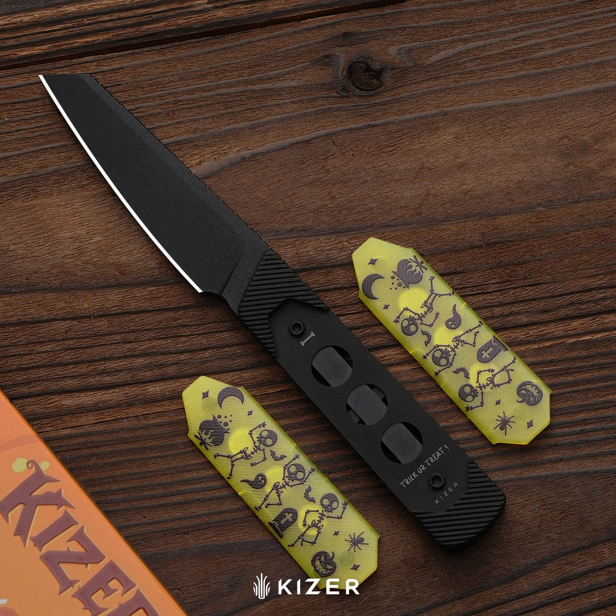 Halloween | Hallow | CPM 10V | Swappable Magnetic Inlays | Aluminum & GID G10 Handle | KizerB™ 1123HW1 | Halloween Special Edition