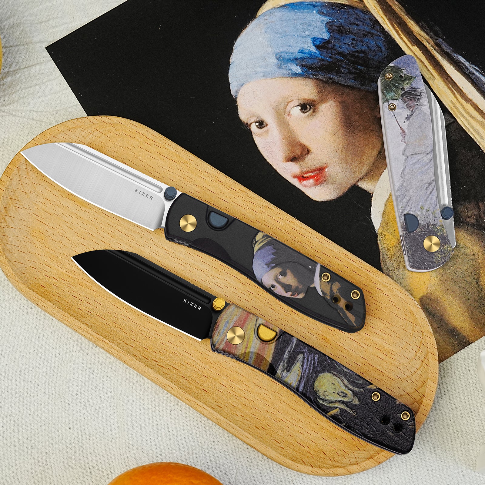 Renissance | Kizer Button Liner Lock™ | G10 | N690 + Satin | KizerV™ 3698A6