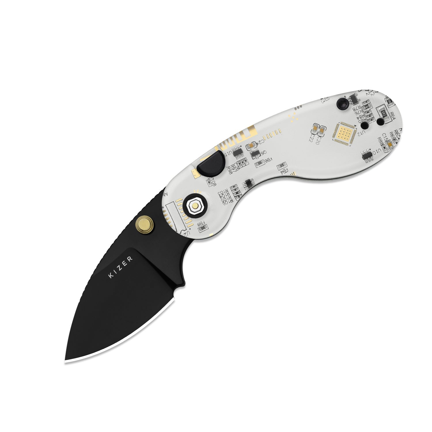 Microbe™ PCB | Kizer Button Liner Lock™ | CPM Rex45 | Resin & PCB | Black PVD Coating | KizerB™ 2742BDA1