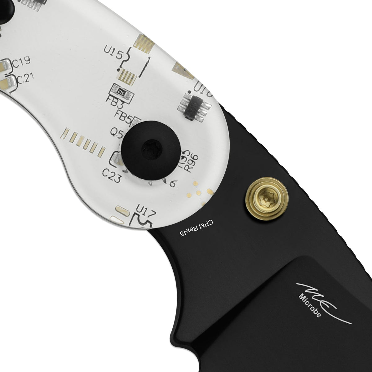 Microbe™ PCB | Kizer Button Liner Lock™ | CPM Rex45 | Resin & PCB | Black PVD Coating | KizerB™ 2742BDA1