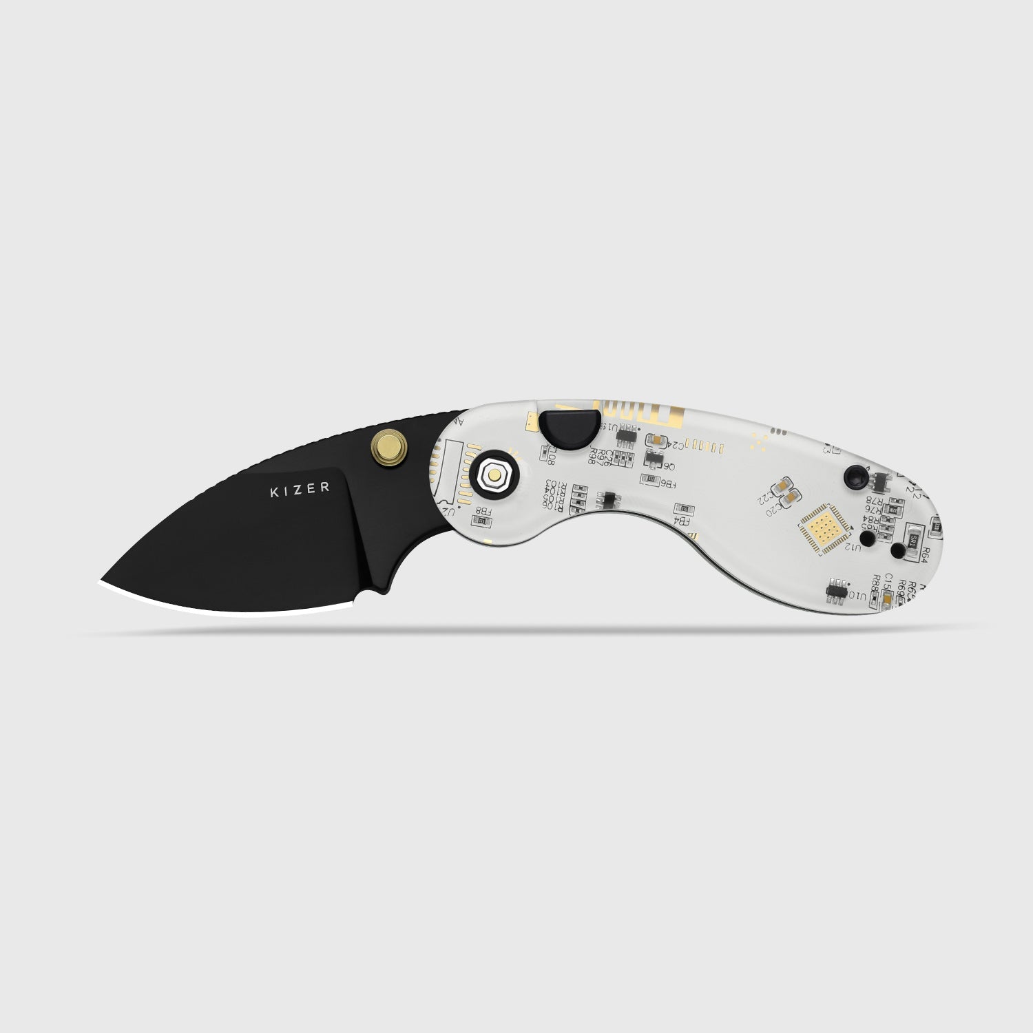 Microbe™ PCB | Kizer Button Liner Lock™ | CPM Rex45 | Resin & PCB | Black PVD Coating | KizerB™ 2742BDA1