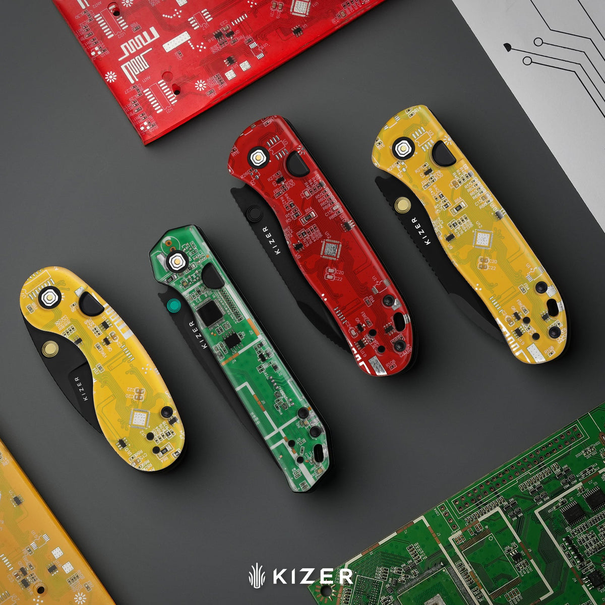 Drop Bear 2 PCB | Kizer Button Liner Lock™ | CPM Cruwear | Resin & PCB | Black PVD Coating | KizerB™ 3619BDA9