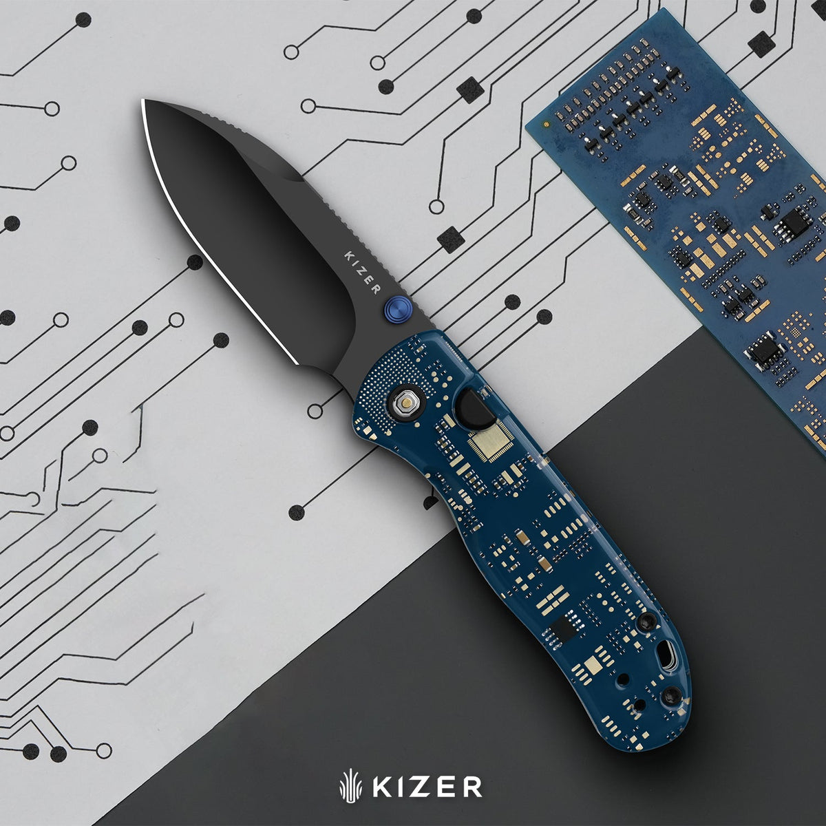 Drop Bear® PCB | Kizer Button Liner Lock™ | CPM Cruwear | Resin & PCB | Black PVD Coating | KizerB™ 3619BDA7