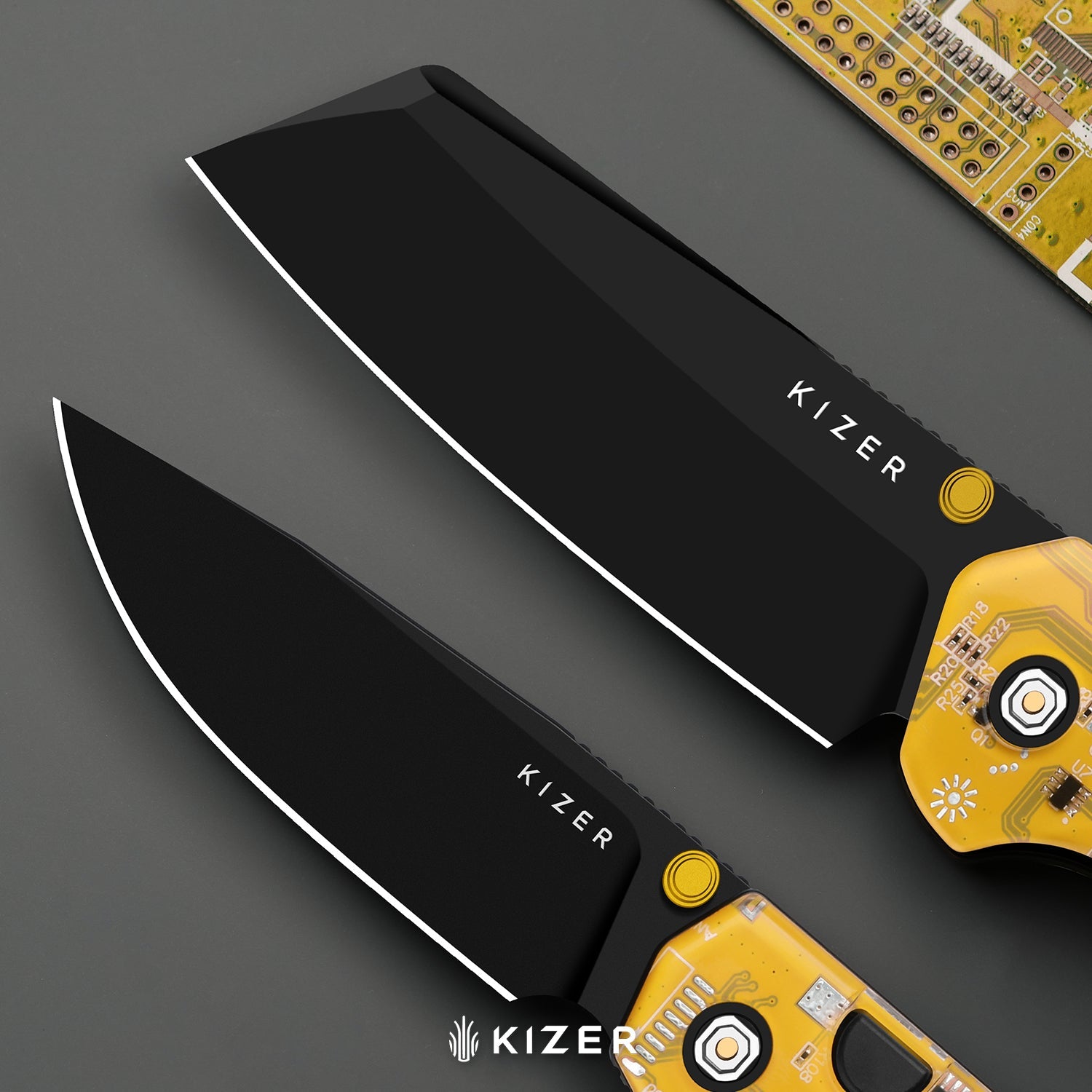 Madrac PCB | Kizer Button Liner Lock™ | BD1N | Resin & PCB | Black PVD Coating | KizerV™ 3693BSA6