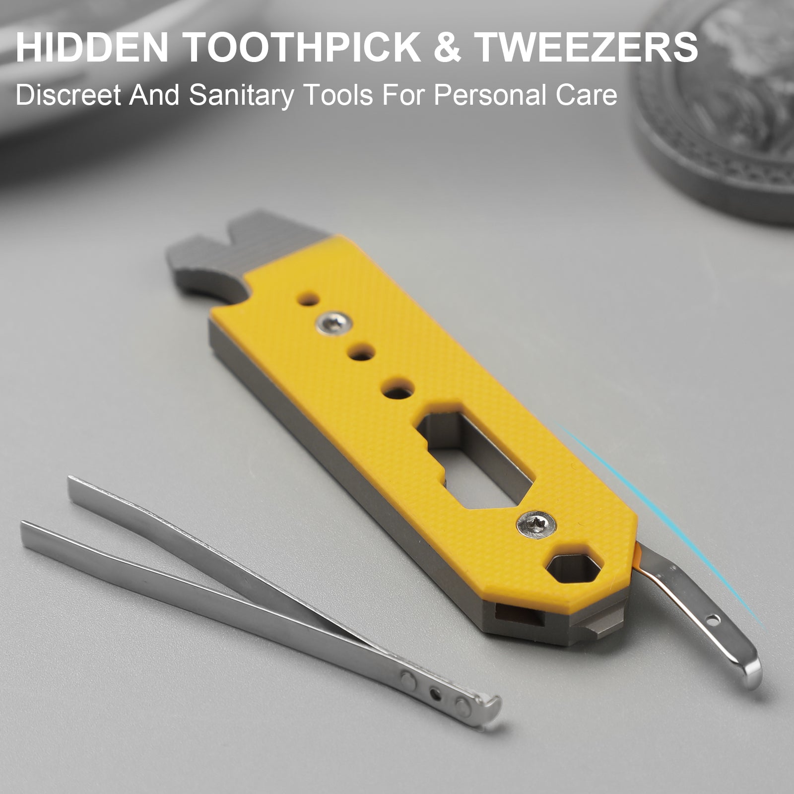 Kizer Titanium & G10 EDC Multi-Functional Tools Yellow Pac-Bar T122A1