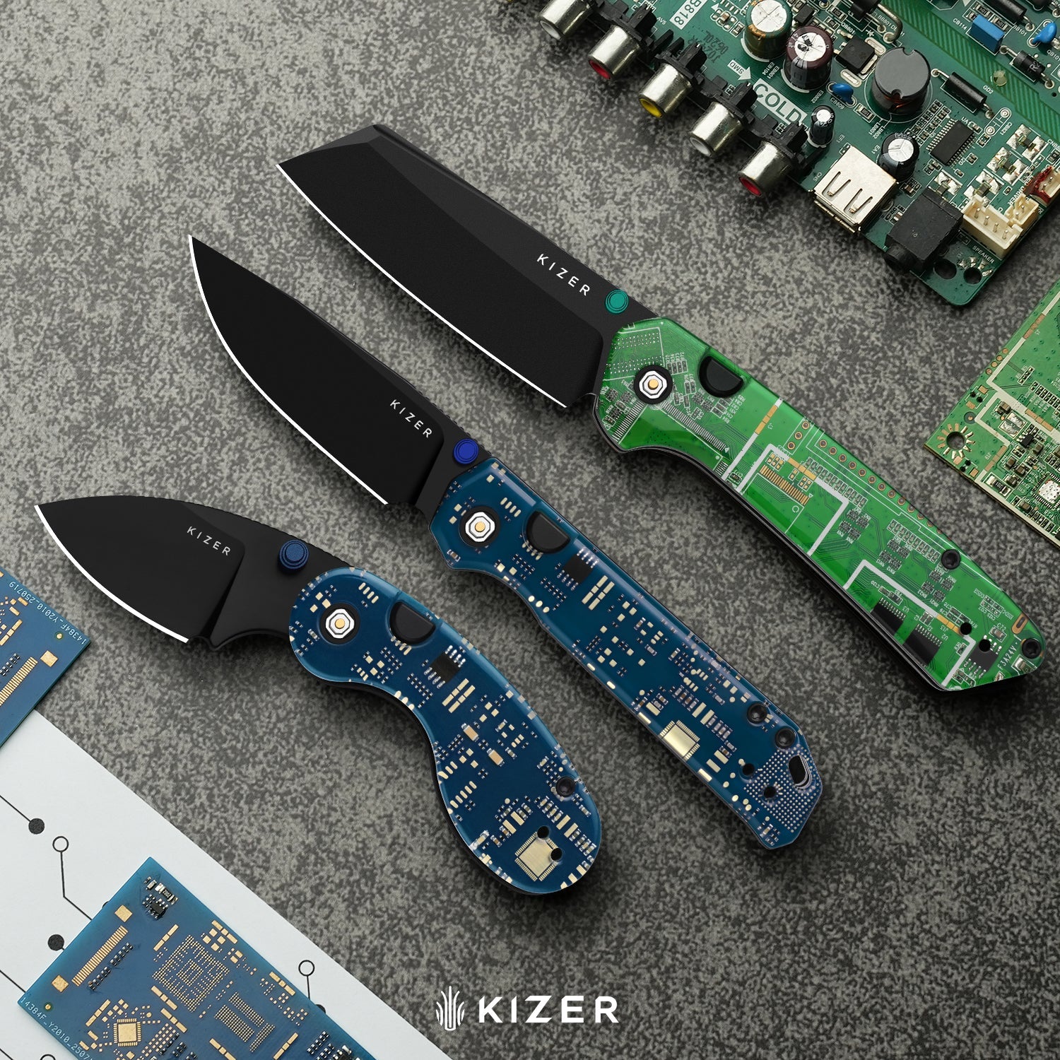 Madrac PCB | Kizer Button Liner Lock™ | BD1N | Resin & PCB | Black PVD Coating | KizerV™ 3693BSA5