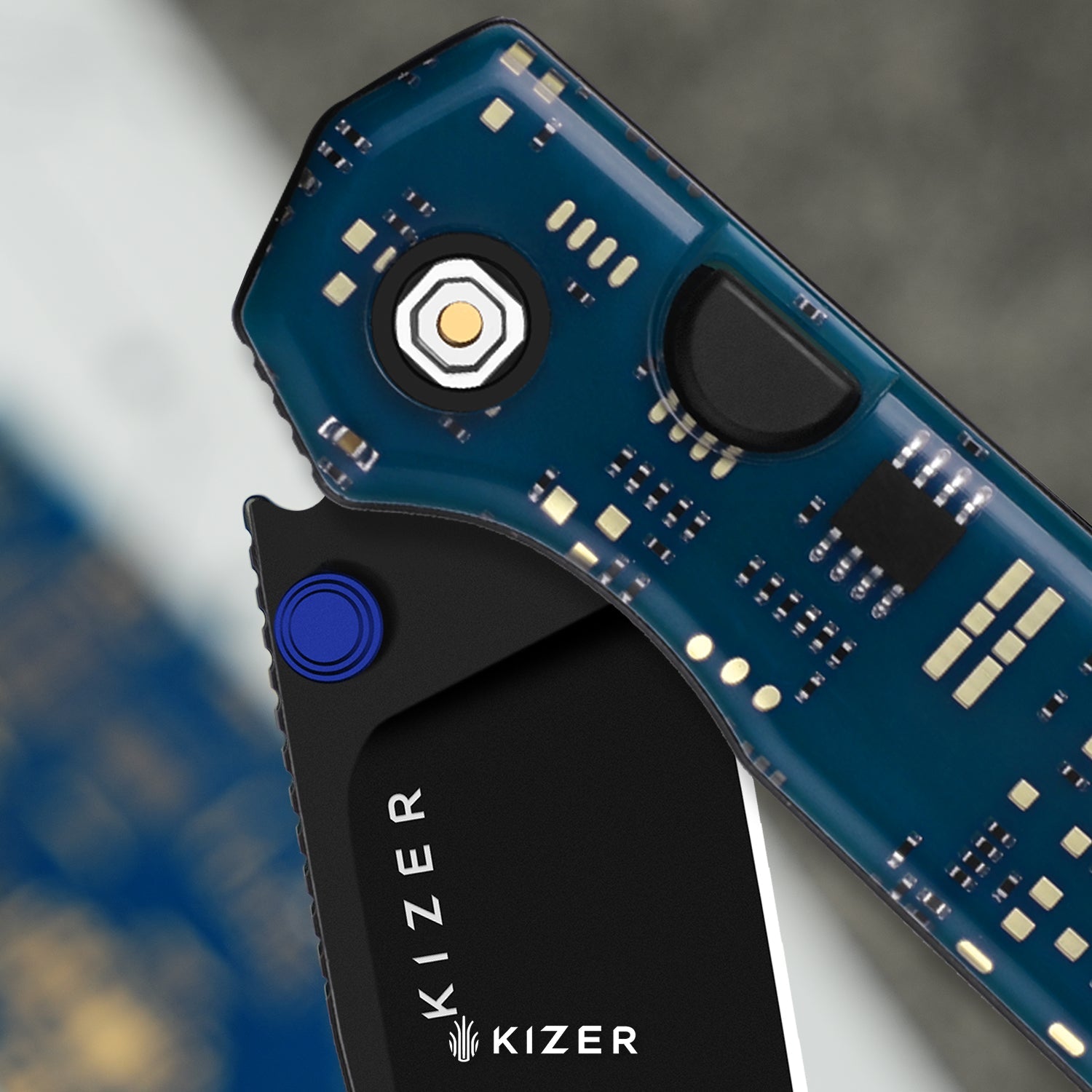 Madrac PCB | Kizer Button Liner Lock™ | BD1N | Resin & PCB | Black PVD Coating | KizerV™ 3693BSA5