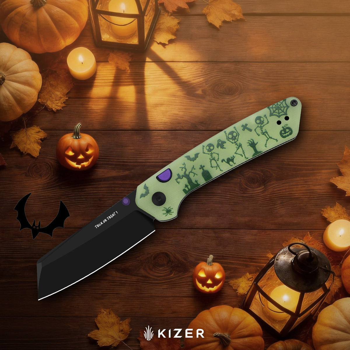 Halloween | Madrac | 14C28N | GID G10 Handle | KizerV™ 3693BSHW1 | Halloween Special Edition