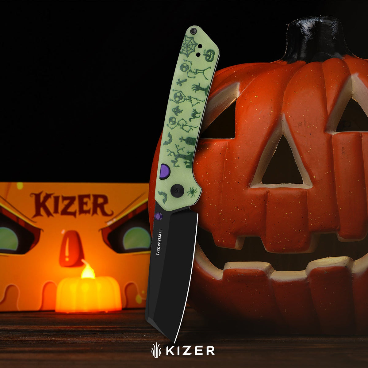 Halloween | Madrac | 14C28N | GID G10 Handle | KizerV™ 3693BSHW1 | Halloween Special Edition
