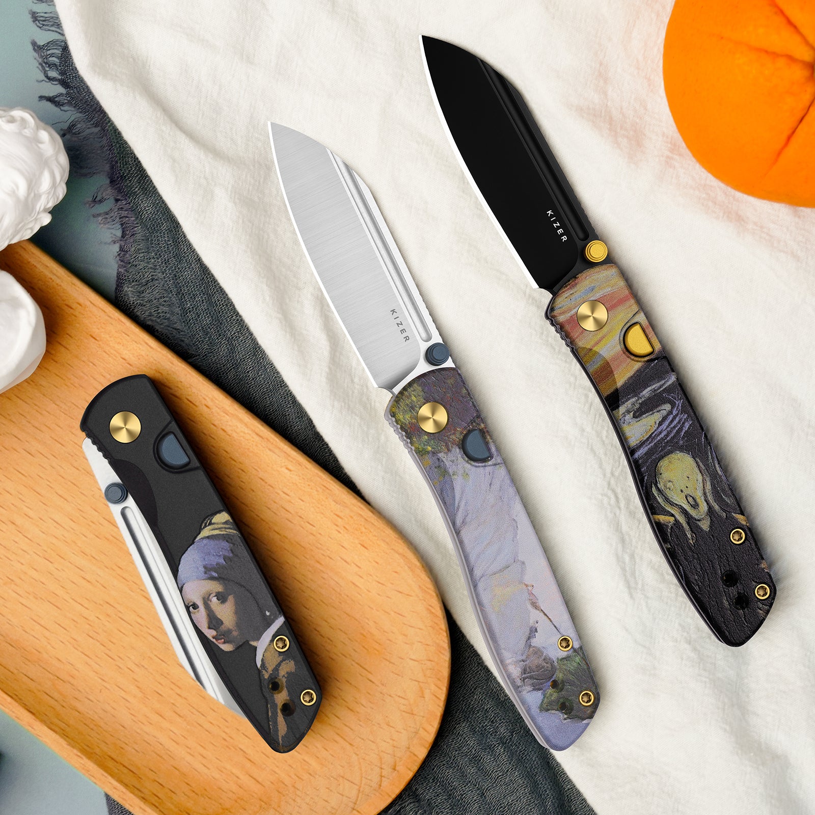Renissance | Kizer Button Liner Lock™ | G10 | N690 + Satin | KizerV™ 3698A6